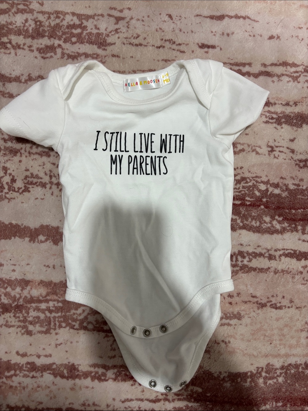 White Funny Slogan Baby One-Piece - I Still Live With My Parents